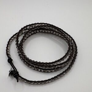 Victoria Emerson Brown Leather Wrap Bracelet